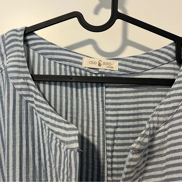 Oddbird Co. 100% Gauze Cotton Striped Blue and White Women's Dress size 2X/3X - Picture 4 of 11